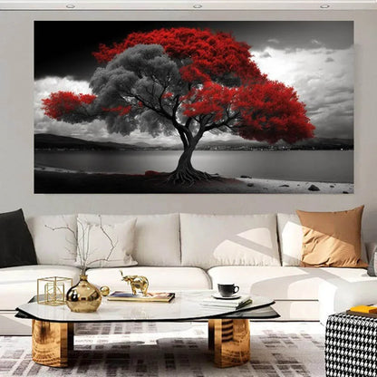 Modern Red Tree Canvas Art