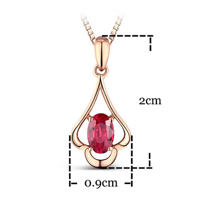 Silver Ruby Oval Necklace Pendant