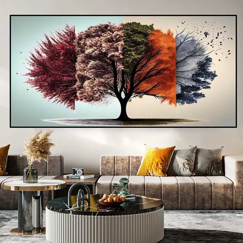 Modern Red Tree Canvas Art