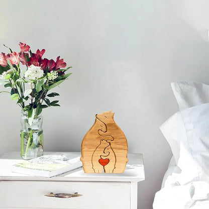 Bear Family Wooden Puzzle Decor