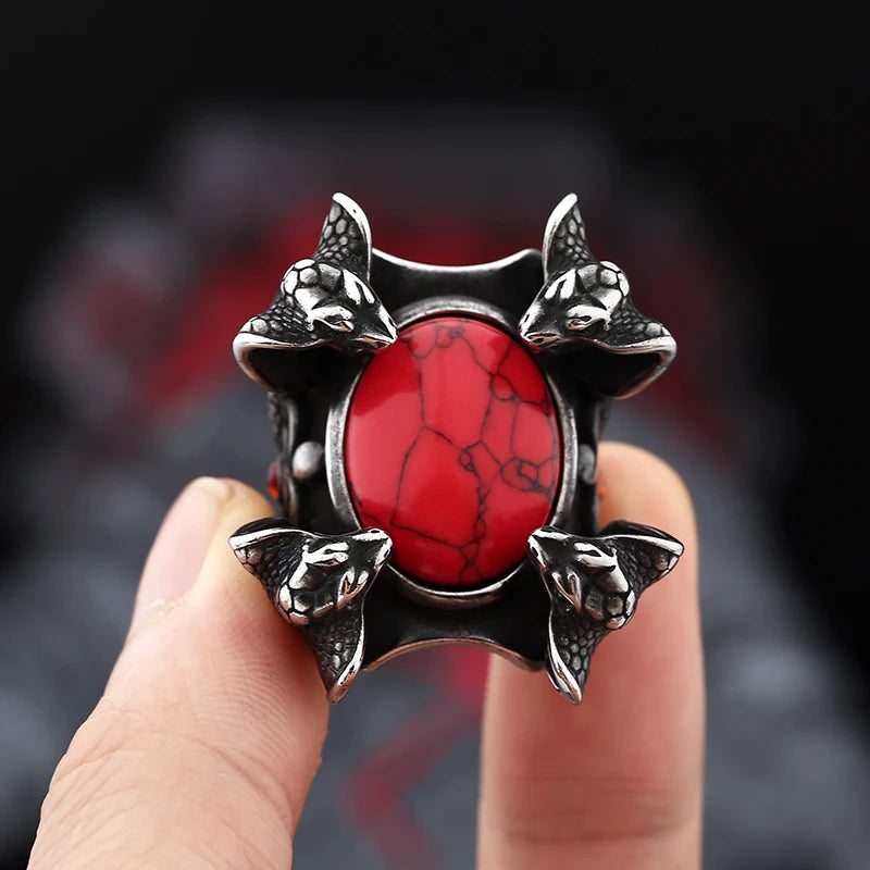 Snake Ring with Crimson Gem