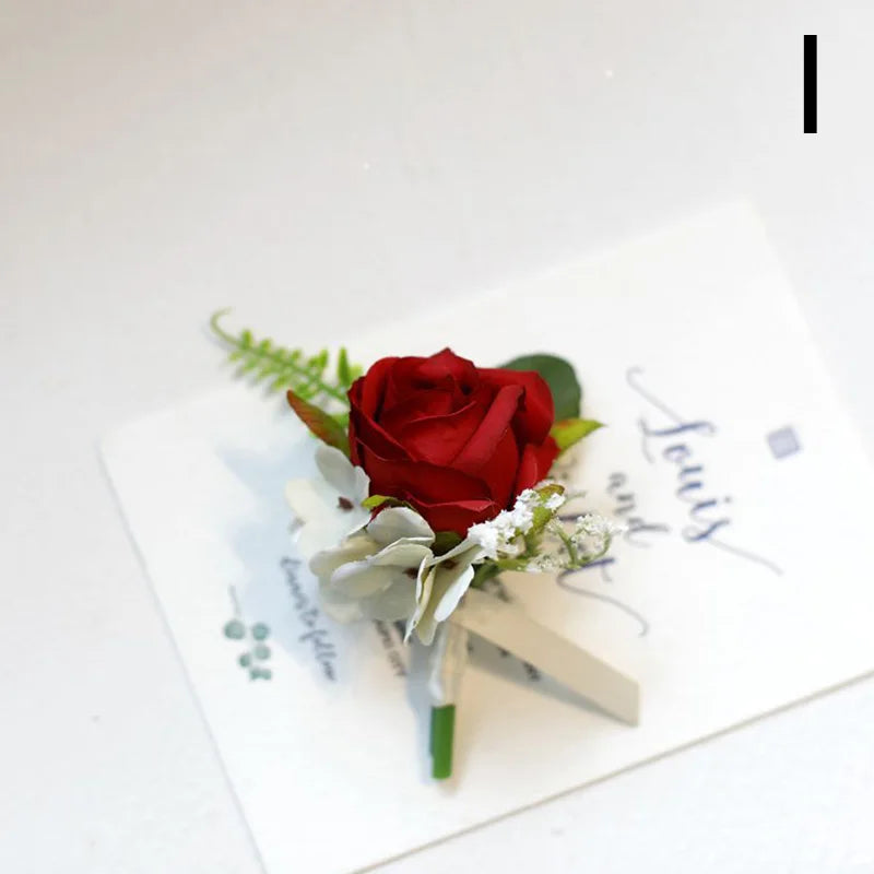 Silk Rose Wedding Boutonniere Pin