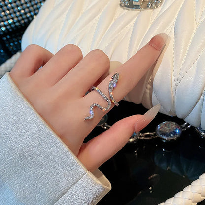 Silver Zirconia Snake Ring