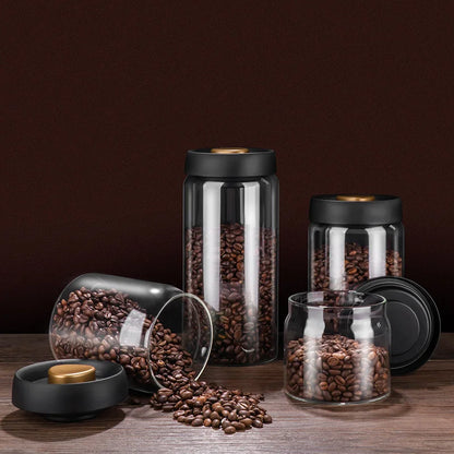 Vacuum-Sealed Glass Canister for Coffee Beans and Food Storage