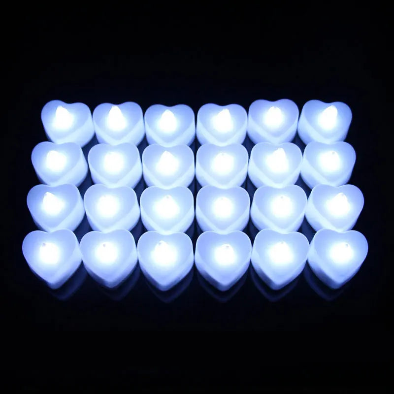 Pack of 12 LED Heart Tealights