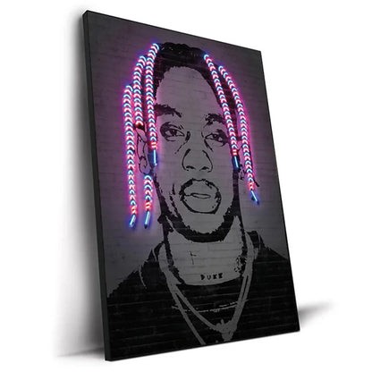 Abstract Neon Rapper Star Art