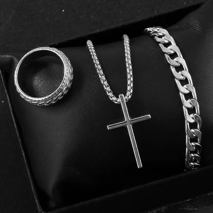 Punk Cross Jewelry Set Men