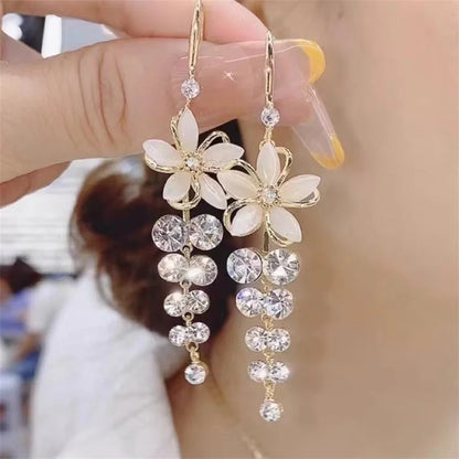 Crystal Flower Dangle Earrings