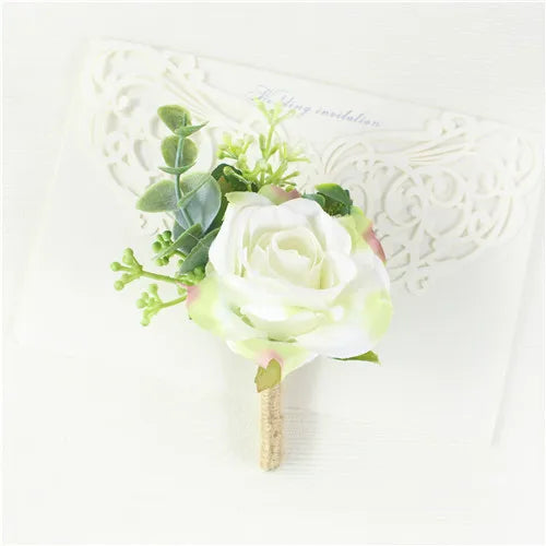 Men's Wedding Rose Corsage Brooch