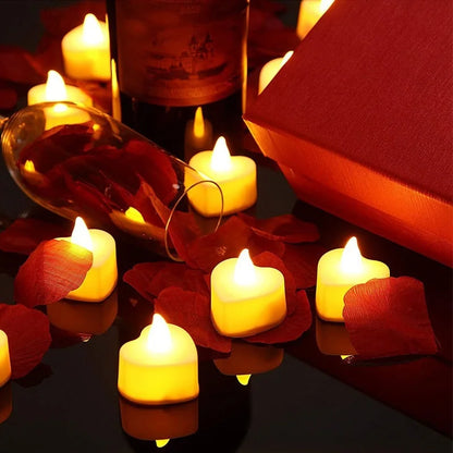 Pack of 12 LED Heart Tealights