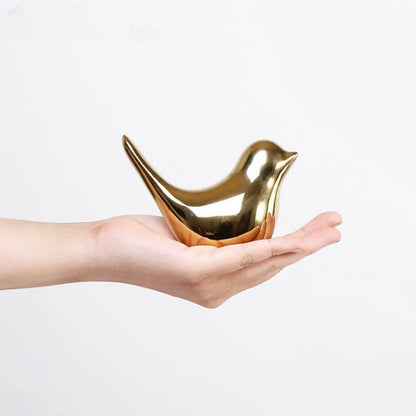 Nordic Ceramic Gold Bird Figurine