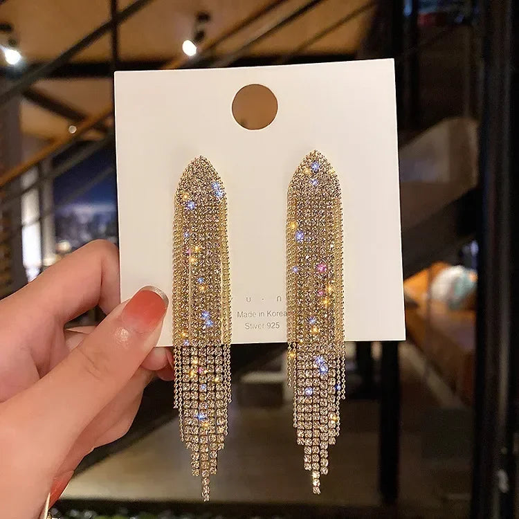 Gold Geometric Oval Zircon Earrings