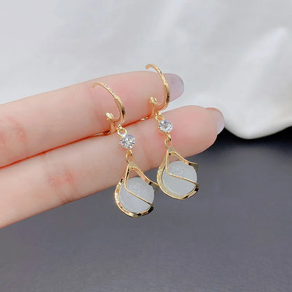 Crystal Opal Tassel Drop Earrings