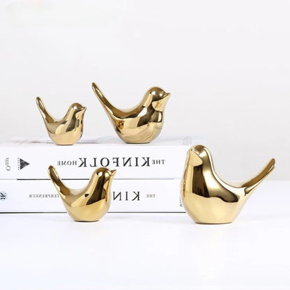 Nordic Ceramic Gold Bird Figurine