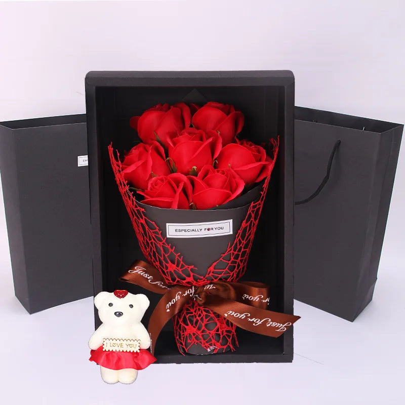 Rose Teddy Bouquet Box