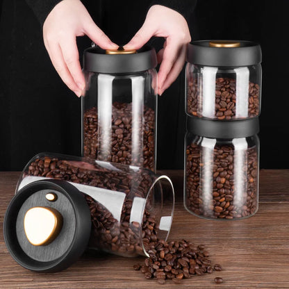 Vacuum-Sealed Glass Canister for Coffee Beans and Food Storage