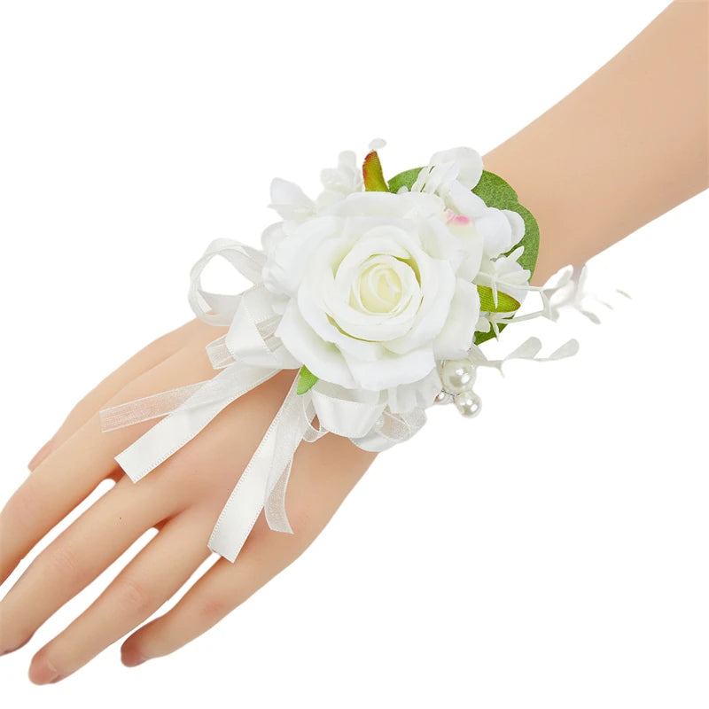 Silk Rose Wedding Boutonniere Corsage