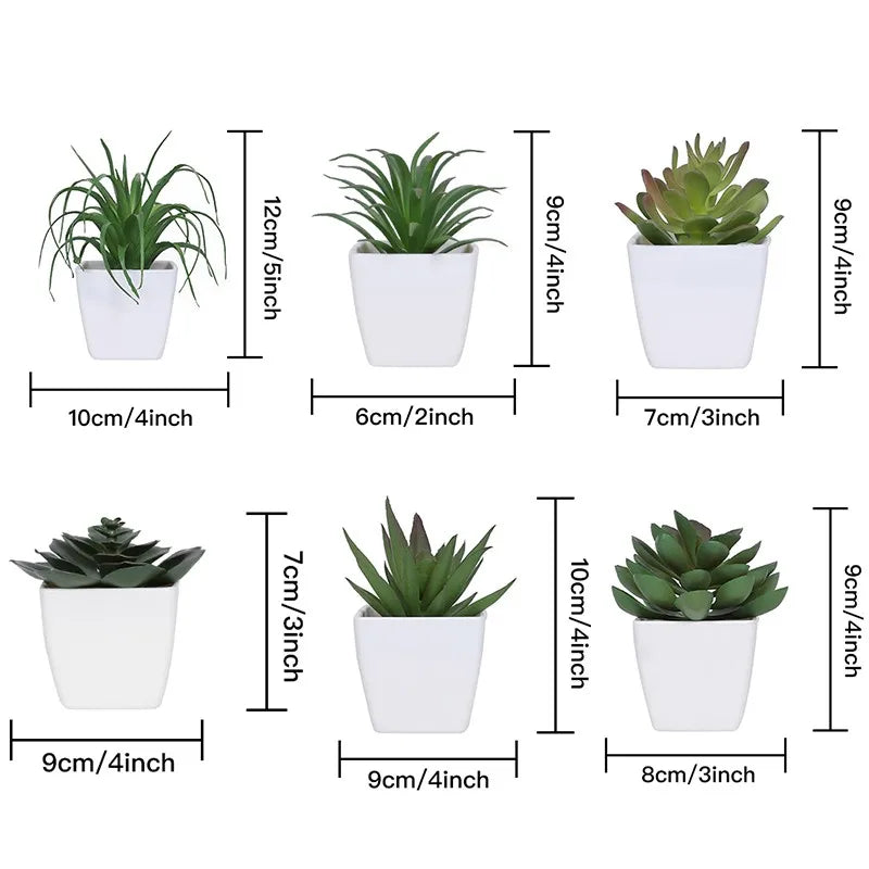 6-Piece Mini Evergreen Artificial Succulent Plants