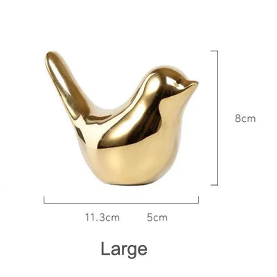 Nordic Ceramic Gold Bird Figurine