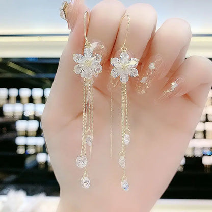 Crystal Flower Dangle Earrings