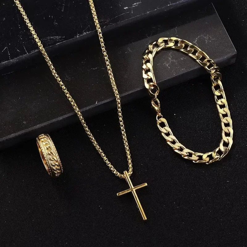 Punk Cross Jewelry Set Men