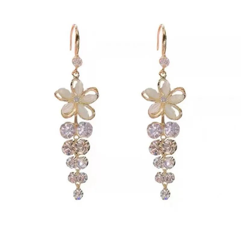 Crystal Flower Dangle Earrings