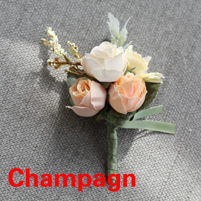 Silk Rose Wedding Boutonniere Pin