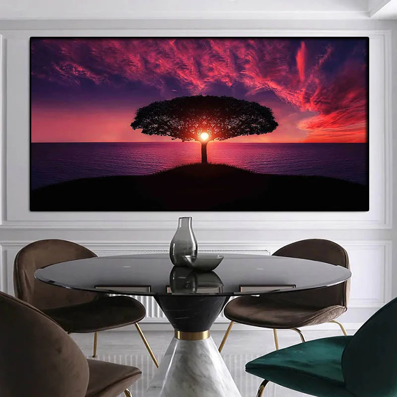 Modern Red Tree Canvas Art