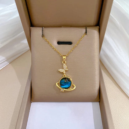 Gold Heart and Moon Pendant Necklace