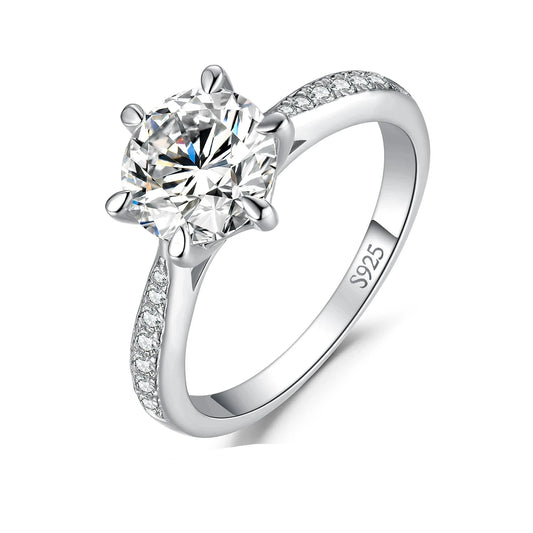 Moissanite Sterling Silver Engagement Ring