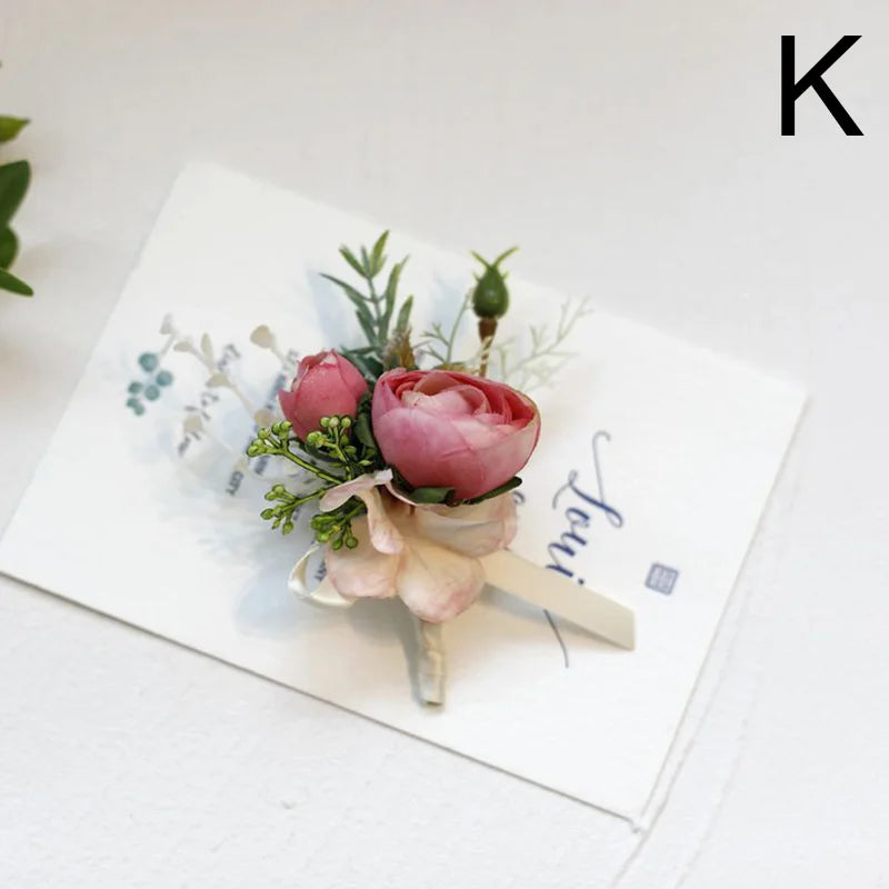 Silk Rose Wedding Boutonniere Pin