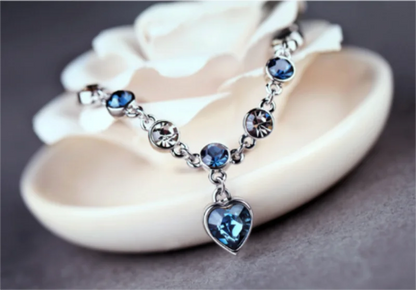 Nautical Blue Heart Charm Bracelet