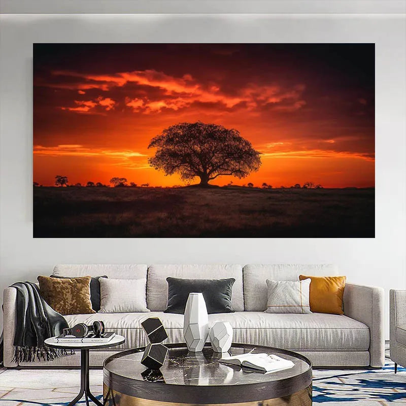 Modern Red Tree Canvas Art