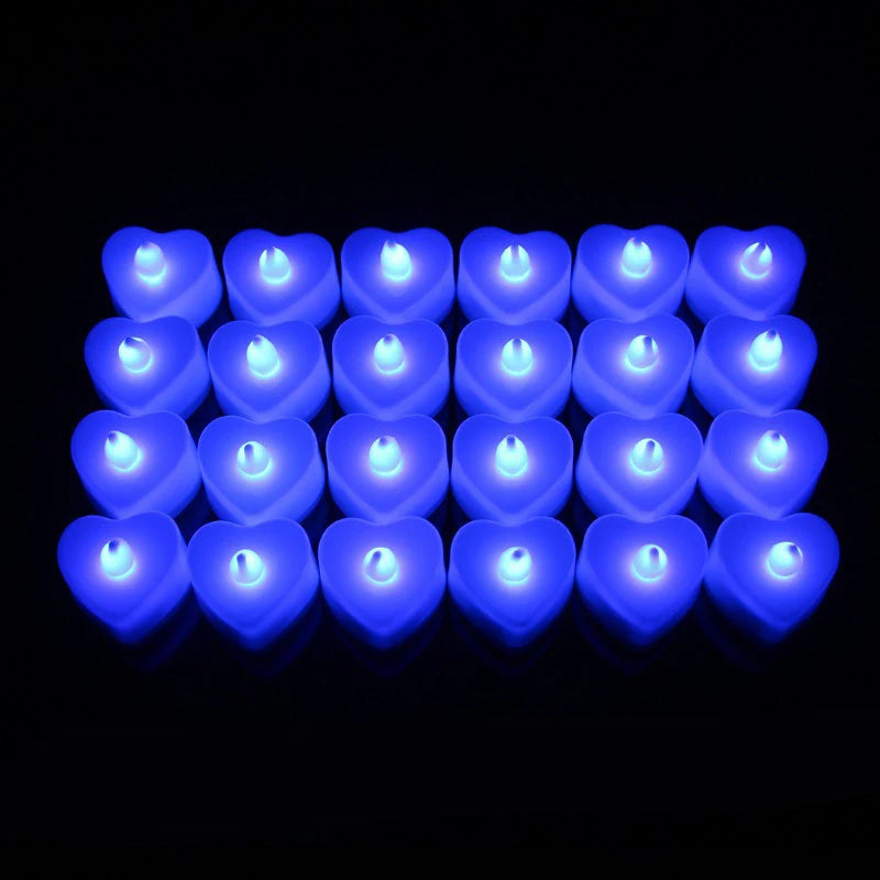 Pack of 12 LED Heart Tealights