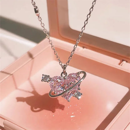 Y2K Pink Heart Necklace