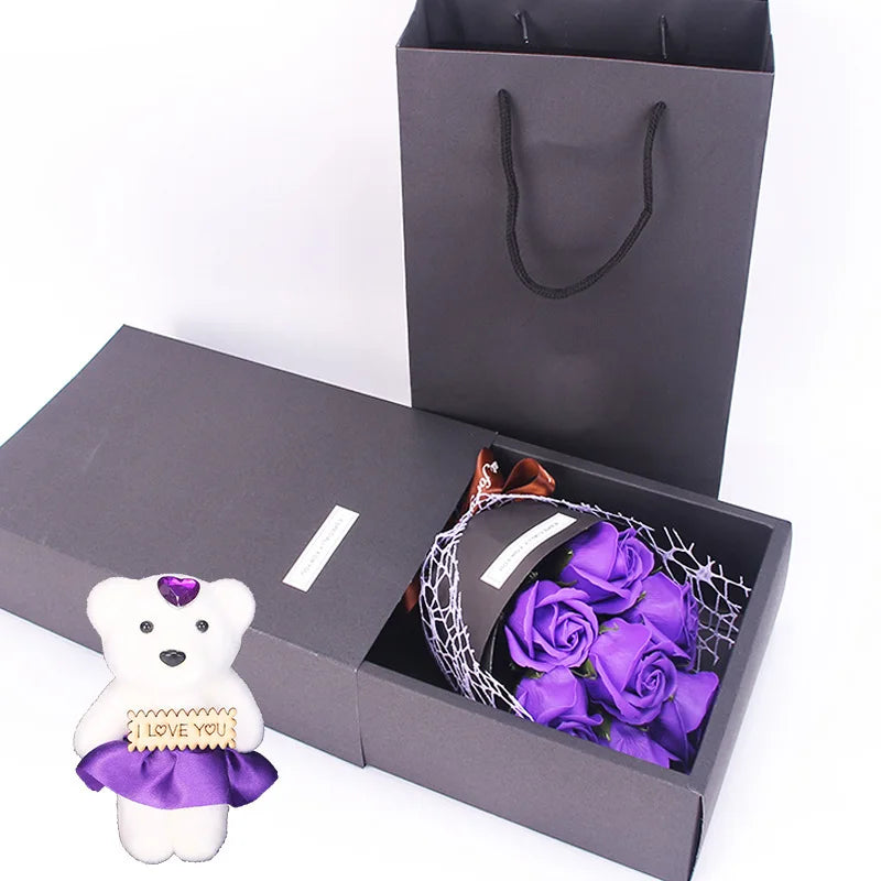 Rose Teddy Bouquet Box