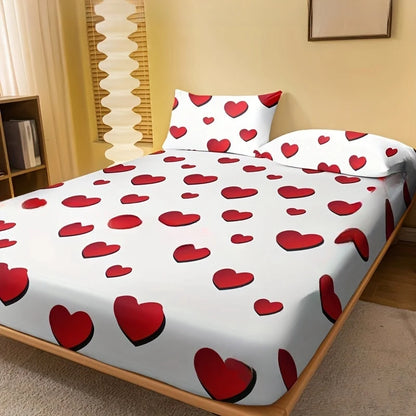 Romantic Heart-Print Bedding Set