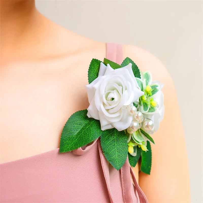 Silk Rose Wedding Boutonniere Corsage