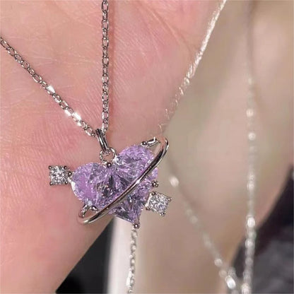 Y2K Pink Heart Necklace