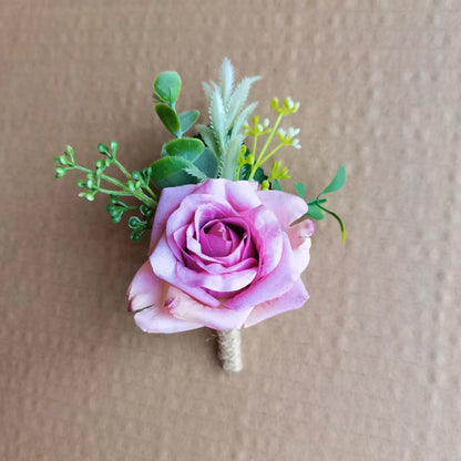 Beige Artificial Rose Wedding Boutonniere