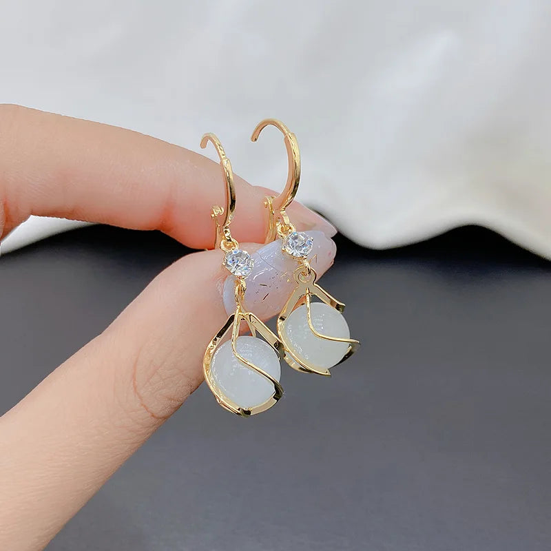 Crystal Opal Tassel Drop Earrings