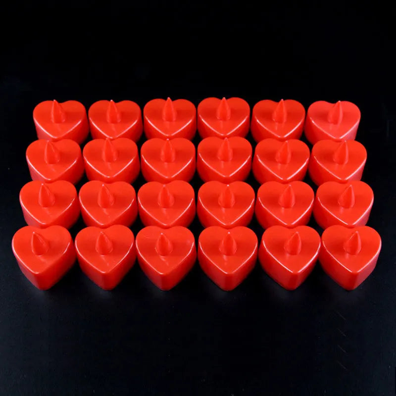 Pack of 12 LED Heart Tealights