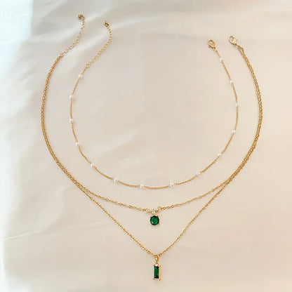 Stacked Emerald Green Necklace