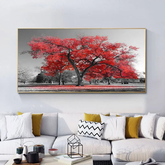 Modern Red Tree Canvas Art