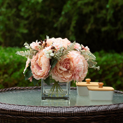 Silk Peony Flowers In Vase