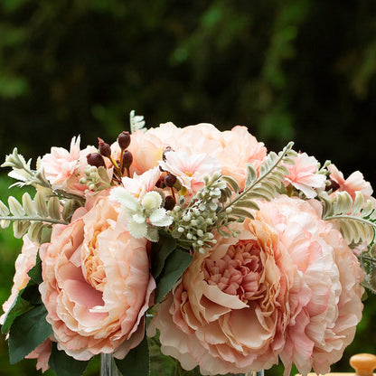 Silk Peony Flowers In Vase