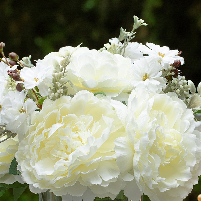 Cream Silk Peony Flowers Vase