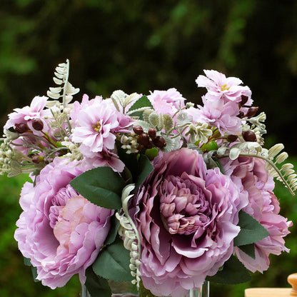 Purple Silk Peony Flowers Vase