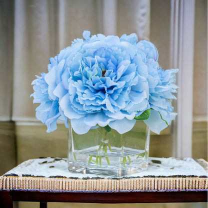 Blue Silk Peony Flowers