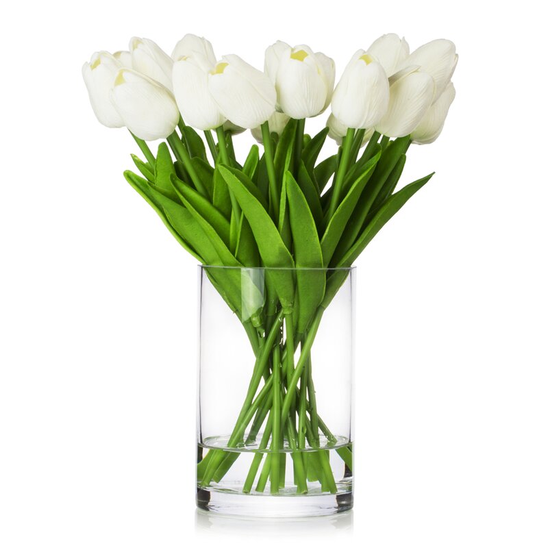 Silk Tulip Flowers Vase